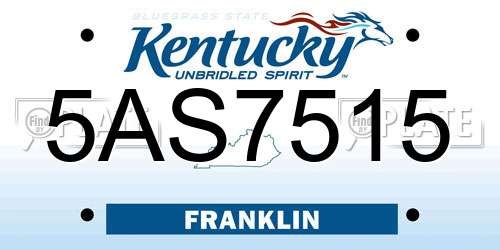 5AS7515 Kentucky License Plate