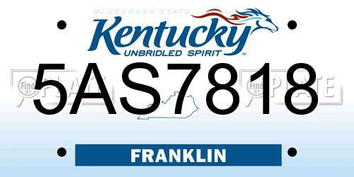 5AS7818 Kentucky License Plate