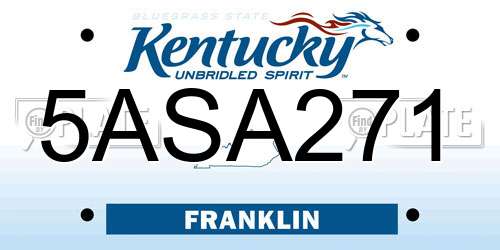 5ASA271 Kentucky License Plate
