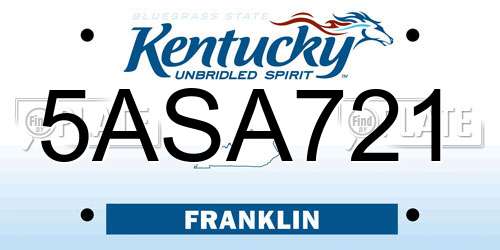 5ASA721 Kentucky License Plate
