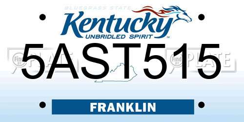 5AST515 Kentucky License Plate