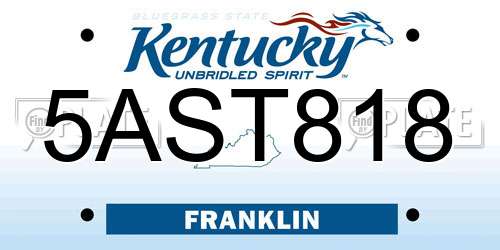 5AST818 Kentucky License Plate