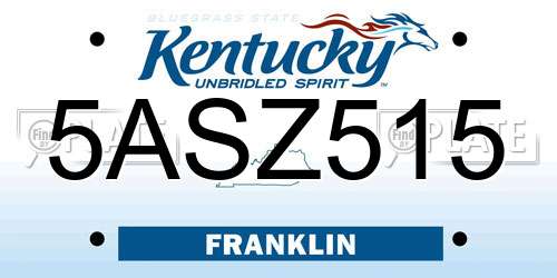 5ASZ515 Kentucky License Plate
