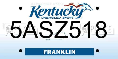 5ASZ518 Kentucky License Plate