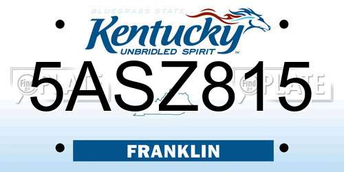5ASZ815 Kentucky License Plate
