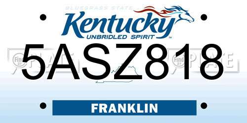 5ASZ818 Kentucky License Plate