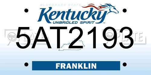 5AT2193 Kentucky License Plate