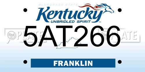 5AT266 Kentucky License Plate
