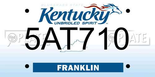 5AT710 Kentucky License Plate