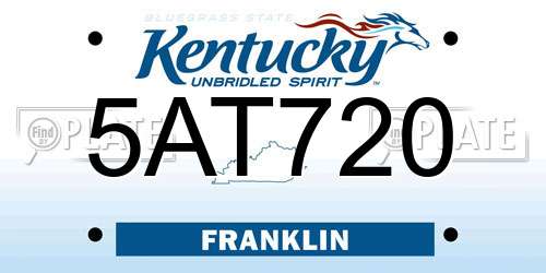 5AT720 Kentucky License Plate
