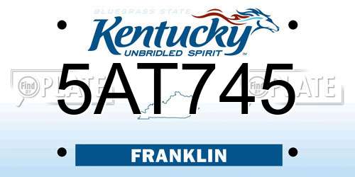 5AT745 Kentucky License Plate