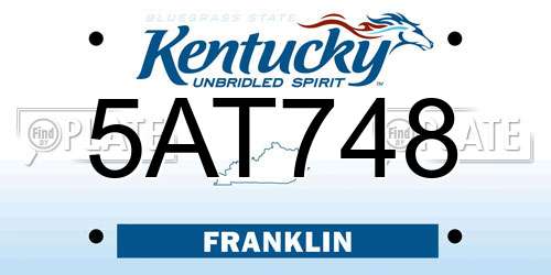 5AT748 Kentucky License Plate