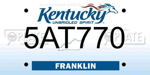 5AT770 Kentucky License Plate