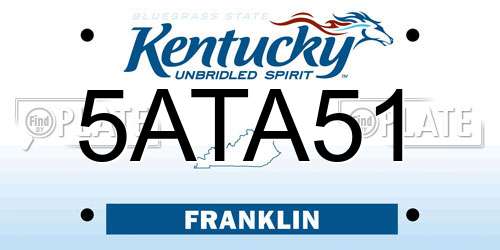 5ATA51 Kentucky License Plate