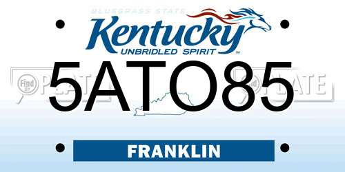 5ATO85 Kentucky License Plate