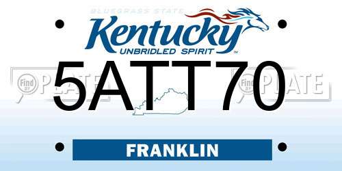 5ATT70 Kentucky License Plate