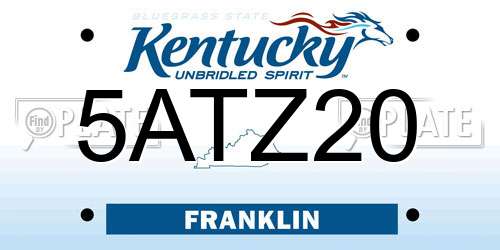 5ATZ20 Kentucky License Plate