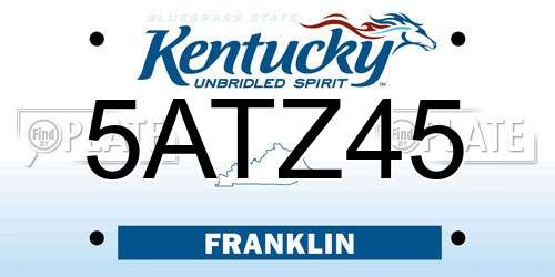 5ATZ45 Kentucky License Plate