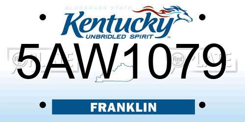 5AW1079 Kentucky License Plate
