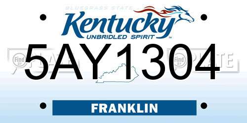 5AY1304 Kentucky License Plate