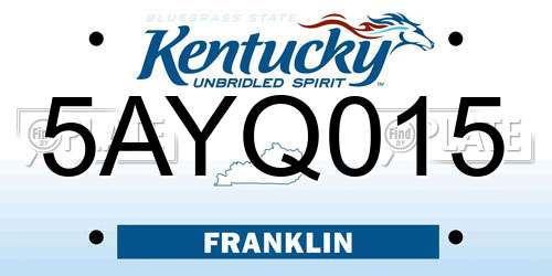 5AYQ015 Kentucky License Plate