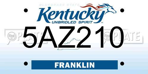 5AZ210 Kentucky License Plate