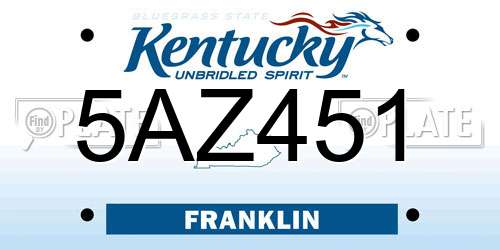5AZ451 Kentucky License Plate