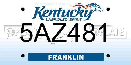 5AZ481 Kentucky License Plate