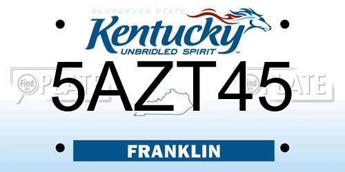 5AZT45 Kentucky License Plate