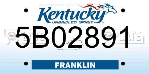 5B02891 Kentucky License Plate