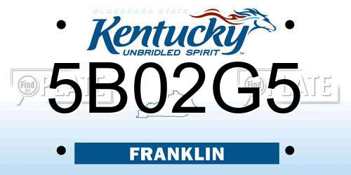 5B02G5 Kentucky License Plate