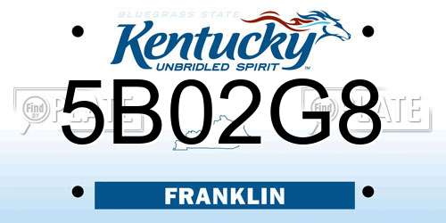 5B02G8 Kentucky License Plate