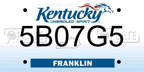5B07G5 Kentucky License Plate