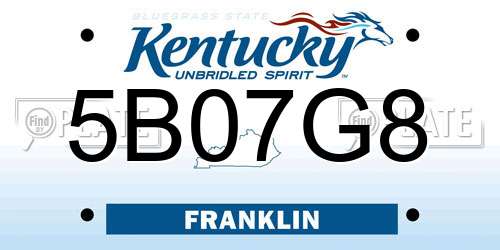 5B07G8 Kentucky License Plate