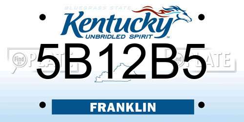 5B12B5 Kentucky License Plate