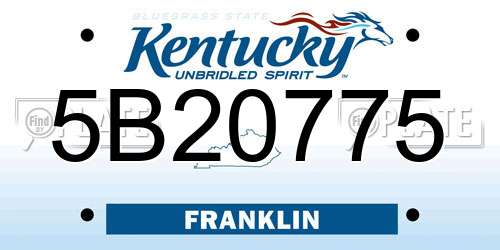 5B20775 Kentucky License Plate
