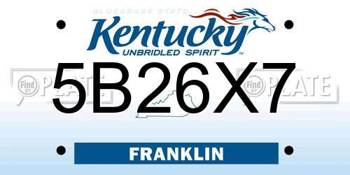 5B26X7 Kentucky License Plate