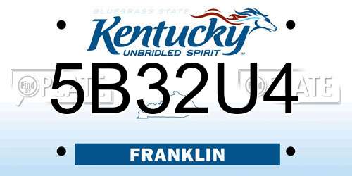 5B32U4 Kentucky License Plate
