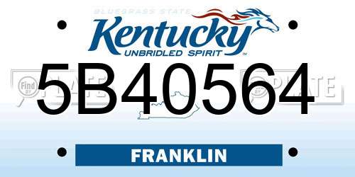 5B40564 Kentucky License Plate