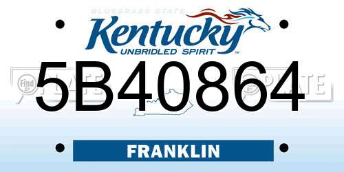 5B40864 Kentucky License Plate