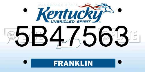 5B47563 Kentucky License Plate