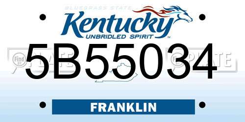 5B55034 Kentucky License Plate