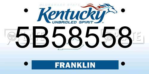 5B58558 Kentucky License Plate