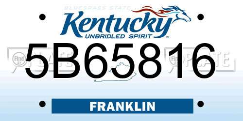 5B65816 Kentucky License Plate