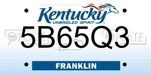 5B65Q3 Kentucky License Plate