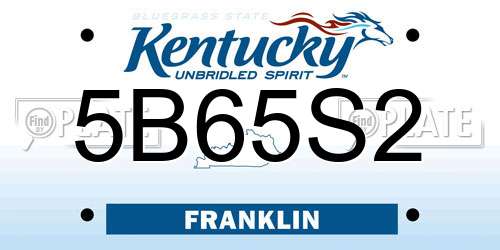 5B65S2 Kentucky License Plate