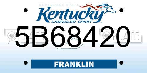 5B68420 Kentucky License Plate