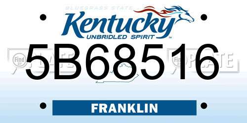 5B68516 Kentucky License Plate