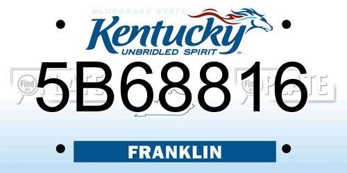 5B68816 Kentucky License Plate