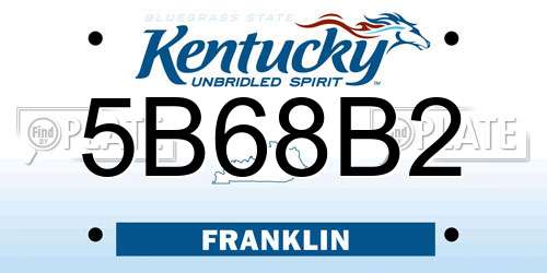 5B68B2 Kentucky License Plate